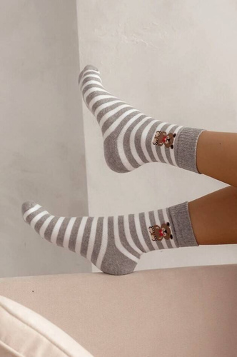 Шкарпетки жіночі frotte 0118-009 Paski Misie Milena, - світлий -меланж