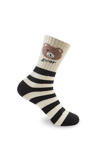 Be Snazzy SK-136 Misie жіночі зимові шкарпетки м’які без тиску чорний-ecru 3