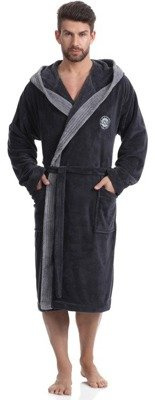Халат чоловічий George L&L - графітний, махровий, з капюшоном