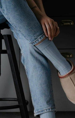 Жіночі шкарпетки Steven 130 – Merino, в рубчик, теплі, безшовні блакитний