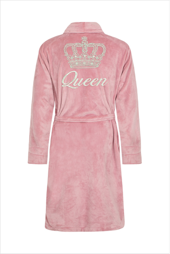 Queen + Korona Халат жіночий флісовий ByShelly -димчасто-рожевий/сріблястий