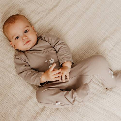 Дитяче боді з довгим рукавом Eevi, - бежовий ведмедие