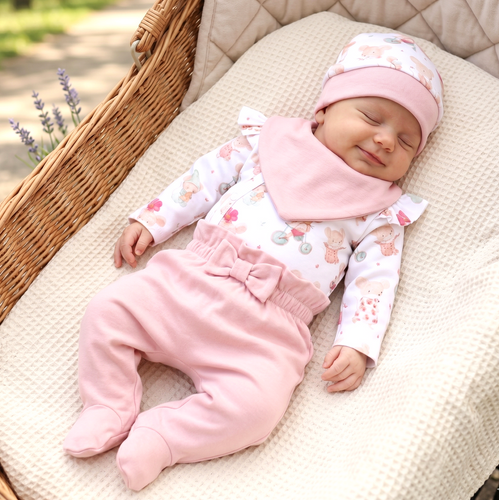 Комплект для немовлят NINI Little Mouse органічна бавовна body повзунки шапочка