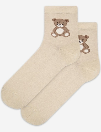 Жіночі шкарпетки Wola Perfect Woman U84.01P beige 965– бавовняні, з кольоровими візерунками