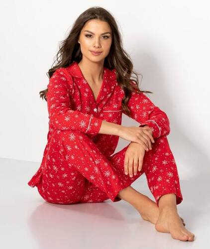 Піжама на гудзиках жіноча=Letters To Santa=Per Me, - red