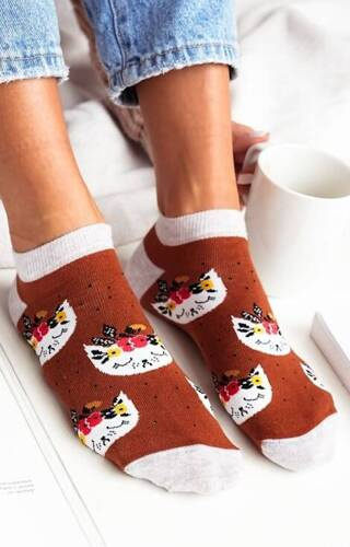 Шкарпетки короткі жіночі 1146 Wiosenne Koty Milena, - карамельний