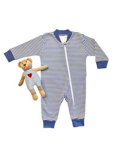 Дитячий чоловічок без ніжок Mamatti PS13641 – синій у смужку, на блискавці