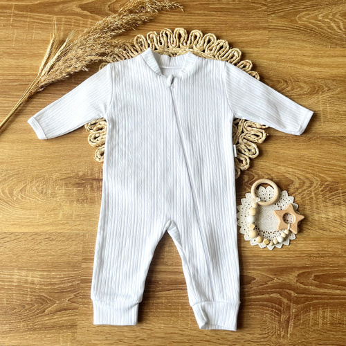 Дитячий чоловічок з відкритими стопами PSAG002 EkoBaby  Mamatti, - білий