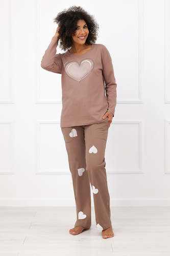 Italian Fashion Mila жіноча довга піжама Mega Soft з сердечками та кишенями