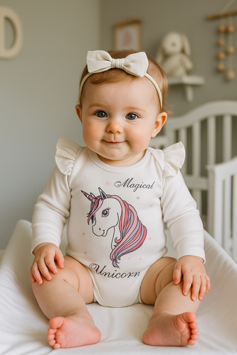 Дитяче боді з довгим рукавом "Unicorn" Terjan - білий