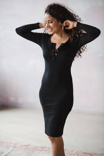 Сукня в рубчик  для вагітних і годуючих  Tummy Milk&Love, - чорний