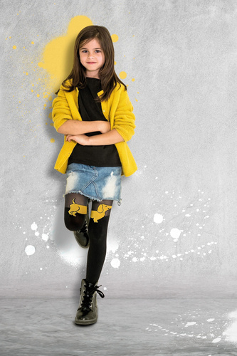 Elkie 3D Rajstopy Dziewczęce Knittex  latte