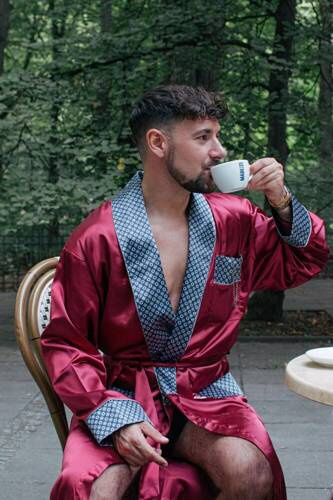 Чоловічий сатиновий халат 940  Forex - бордовий