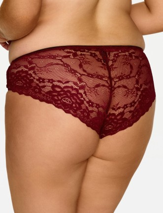 Трусики Lupoline 2630 – бордові мереживні з золотою підвіскою