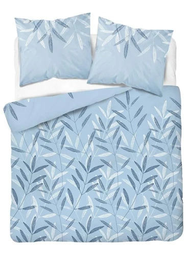 Фланелева постільна білизна 4519 B листя Detexpol,- блакитний