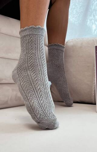 Шкарпетки жіночі 0989-002 Ażur Jodełka Milena, - сірий