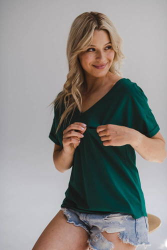 Кофта для вагітних і годуючих жінок M-Shirt V-neck Milk&Love, - зелений