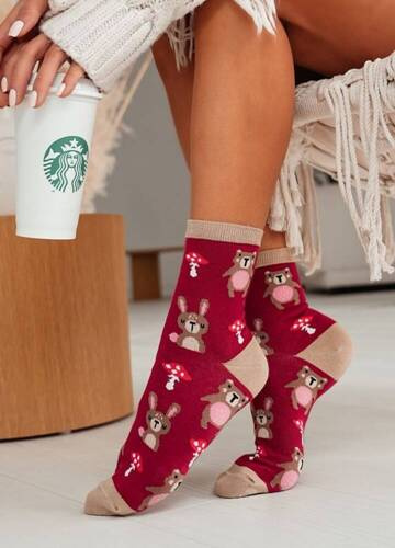 Шкарпетки жіночі 0200-129 Misie i Muchomor Milena, - бордовий