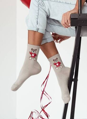 Шкарпетки жіночі 0200-144 Miś Walentynka Milena, -бежевий