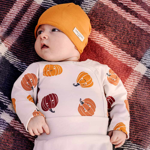 Дитяче боді Eevi Halloween – ecru, гарбузи, бавовна, на кнопках
