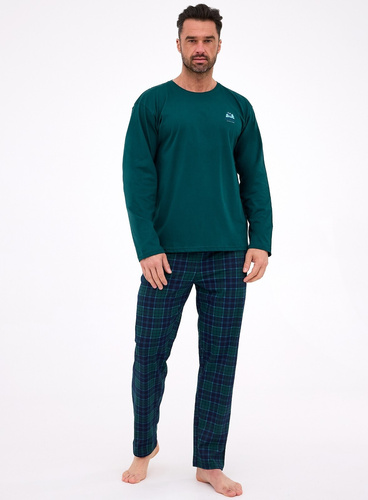124/307 Denali 3 Чоловіча піжама Cornette, - зелений, бавовна, довгий рукав