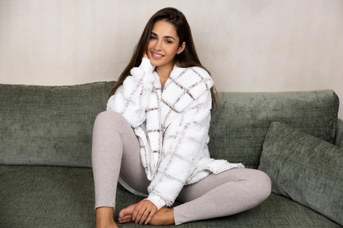 Халат-кардиган Delphine Sensis - білий/клітинка