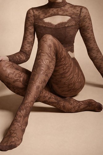 Колготки Knittex Chantilly 30 den – жіночі колготки з мереживним візерунком mocca