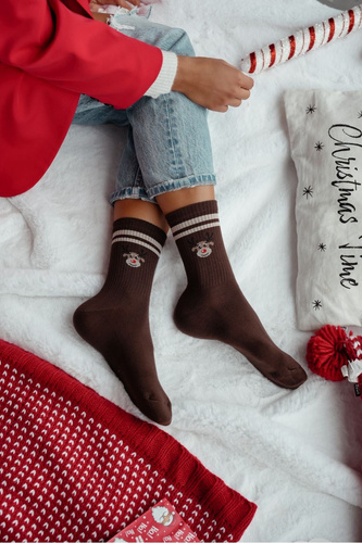 Жіночі шкарпетки новорічні 1283 Milena - коричневий