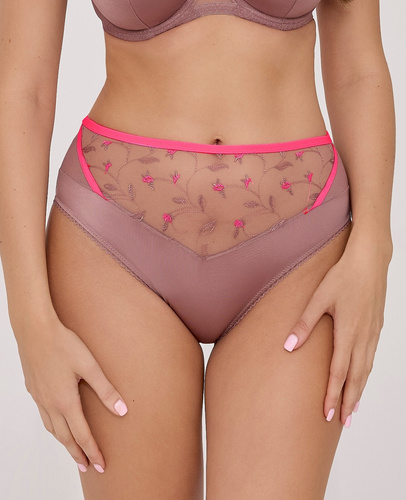 Жіночі бразиліани Ava 2217 Mocha Rose – мікрофібра та ніжна квіткова вишивка