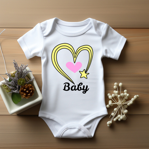 Дитяче боді з коротким рукавом SKU A005 "Baby z sercem dla dziewczynki", - білий