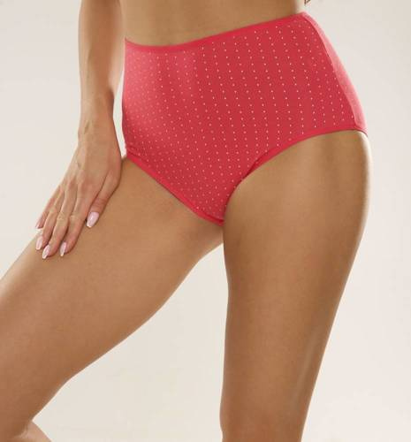 Жіночі високі трусики 018 Sara  De lafense,  -малиновий/горошок