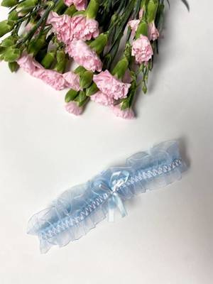 221 Підв’язка з делікатного шифону,- світло-блакитний