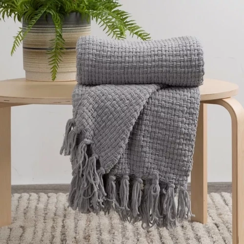 Плед з бахромою Suzi  Eurofirany,- сірий