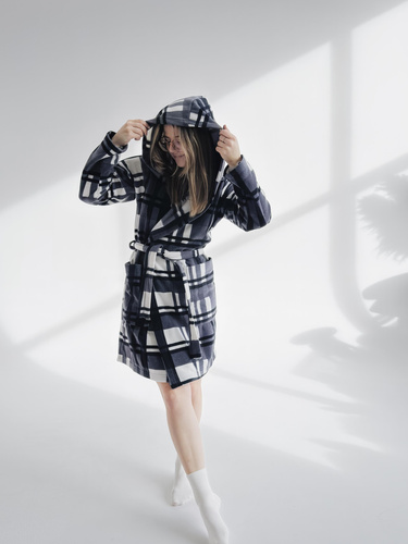 Жіночий халат 031 Kocyk De Lafense – сірий теплий флісовий халат Super Cozy