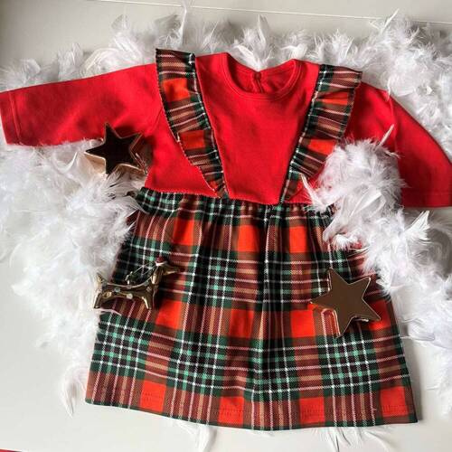Сукня дитяча з довгим рукавом SF02 Merry Christmas  Mamatti - червоний