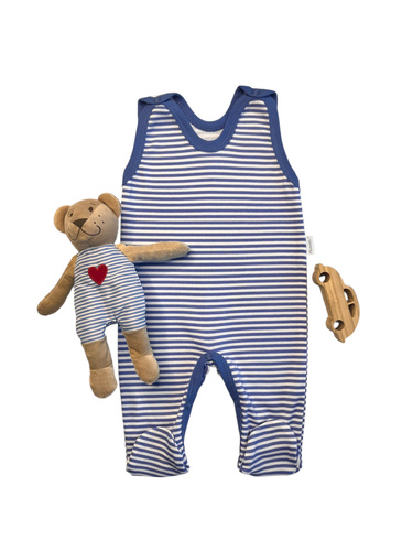 Дитячий комбінезон Mamatti SC13630 – синій у смужку, бавовняний
