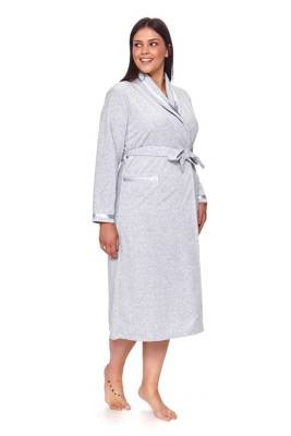 1078 Жіночий велюровий халат Doctor Nap — бавовна, шалевий комір, - grey melange
