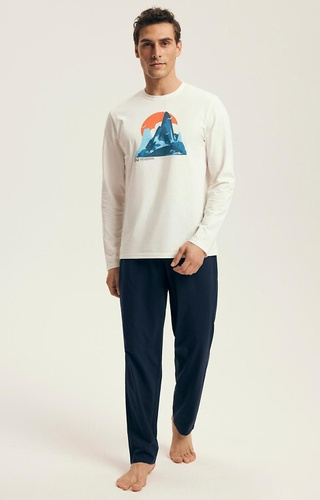 Чоловіча піжама Henderson Core 43475 Loji з бавовни та принтом гір