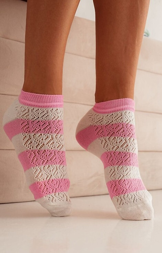 Ажурні шкарпетки жіночі 1504 Ażurowe Milena, - білий/рожевий
