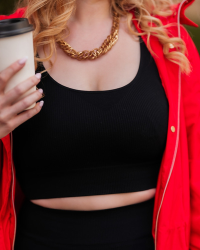 Топ-бюстгальтер спортивний в рубчик Ribbed Mona,-чорний