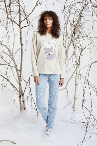 Жіноча піжама Zerda Sorbetto – джерсі, 3D-аплікація та принт з очима