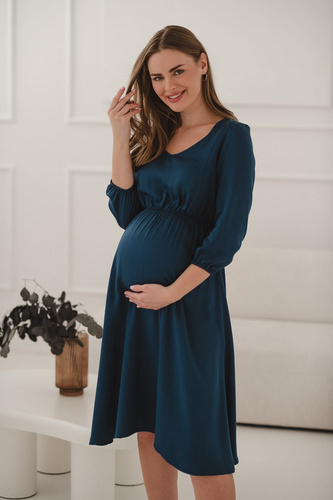 Сукня для вагітних і годуючих Lovely Dress Midi рукав 3/4 Milk&Love військово-морський флот