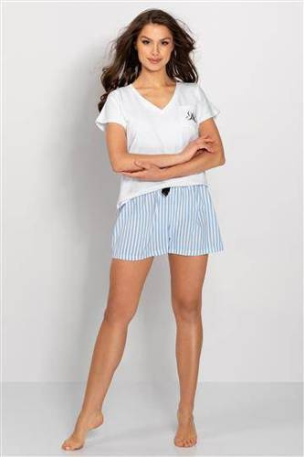 Піжама жіноча Nicole  Momenti Per Me, - білий, блакитний