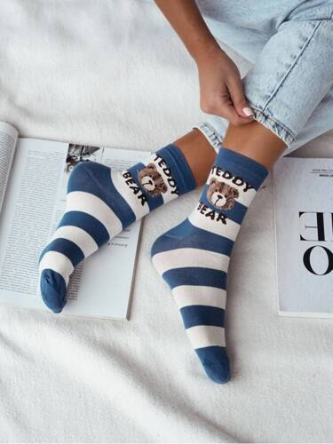 Шкарпетки жіночі 0200-146 Teddy Bear/Paski Milena, - jeans/екрю
