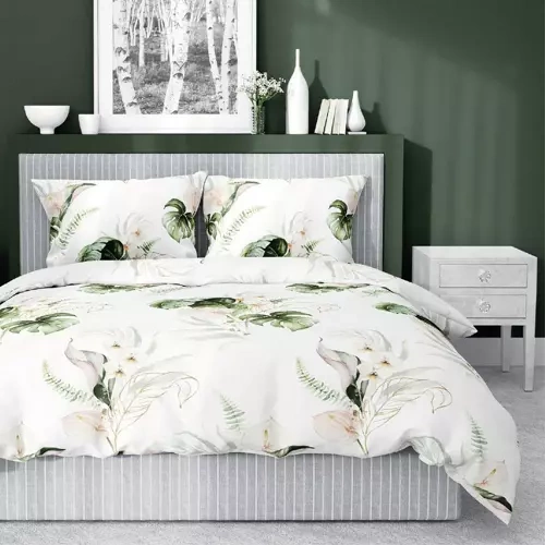 Постільний комплект Home Satin листя монстери 4452 А Detexpol, - зелений