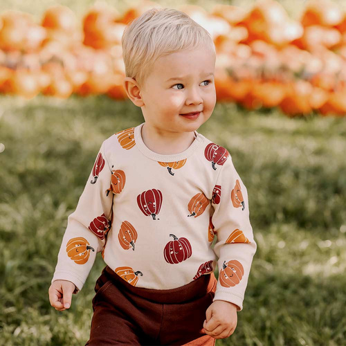 Дитяче боді Halloween Eevi – бавовна, гарбузовий принт, ecru