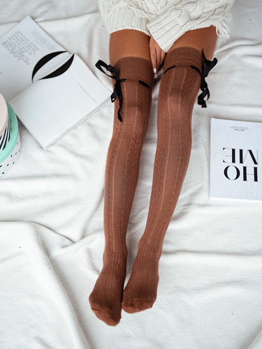 Заколінки жіночі зі стрічкою 835 Milena- карамельний