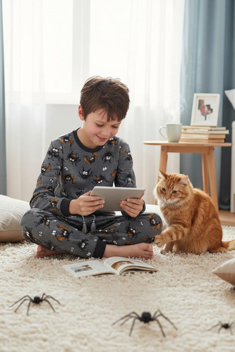 Піжама Cornette Bat 2 для хлопчиків 264/182, 263/182  сірий - бавовна. довгий рукав, кажани