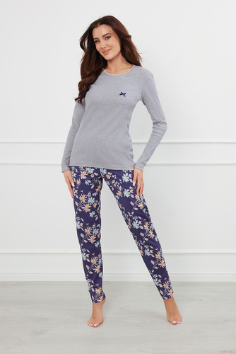 Піжама жіноча Pulia Italian довгий рукав Fashion, - меланж/принт