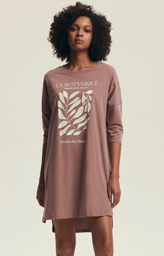 43692 Dextra Жіноча нічна сорочка Henderson, dusty rose– бавовняна, рукав 3/4